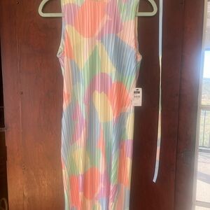 DKNY Pastel Pleated Midi Dress